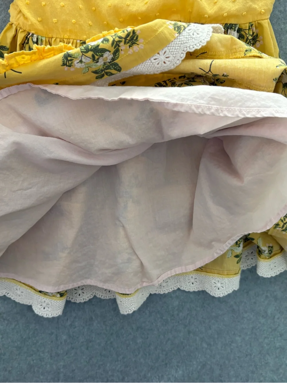 Matilda Jane Stay Golden Yellow Floral Lace Ruffle Dress Girls Size 4